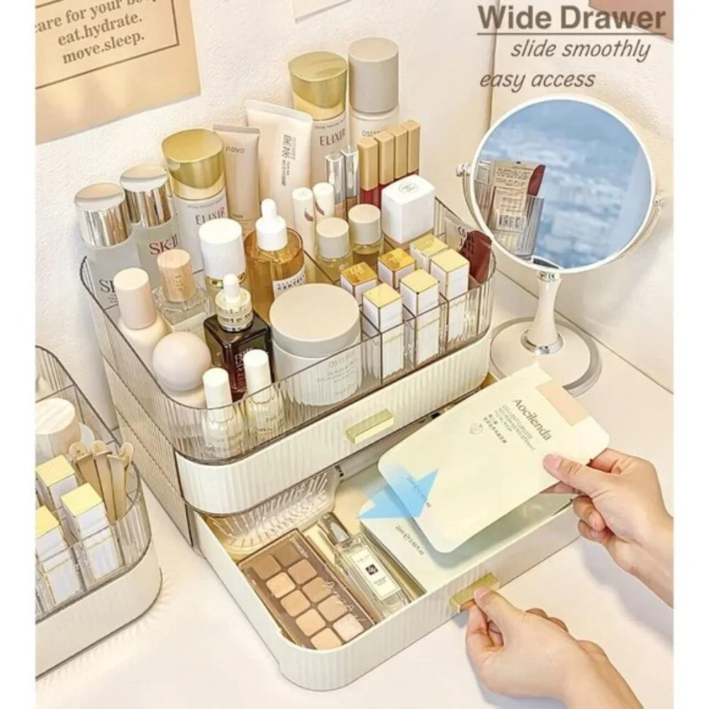 New Stackable Makeup Organizer, Cosmetic Display Case for Vanity, Dresser & Room